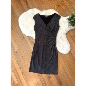 Lauren Ralph Lauren Sparkle Metallic Silver Black Dress size 10